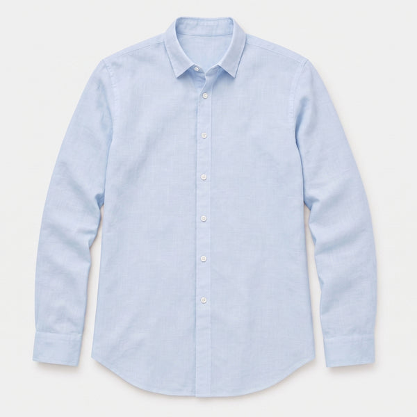 Custom Leinenhemd aus 100% Leinen - Himmelblau