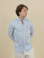 Leinenhemd Himmelblau Herz & Initial Halfbody #navyblau