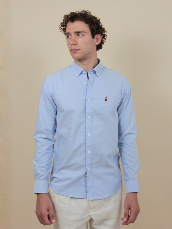 Oxford Hemd mit Herz & Initial – Himmelblau