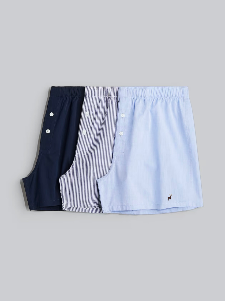 Boxershorts mit Hirsch-Stickerei, alle drei Designs