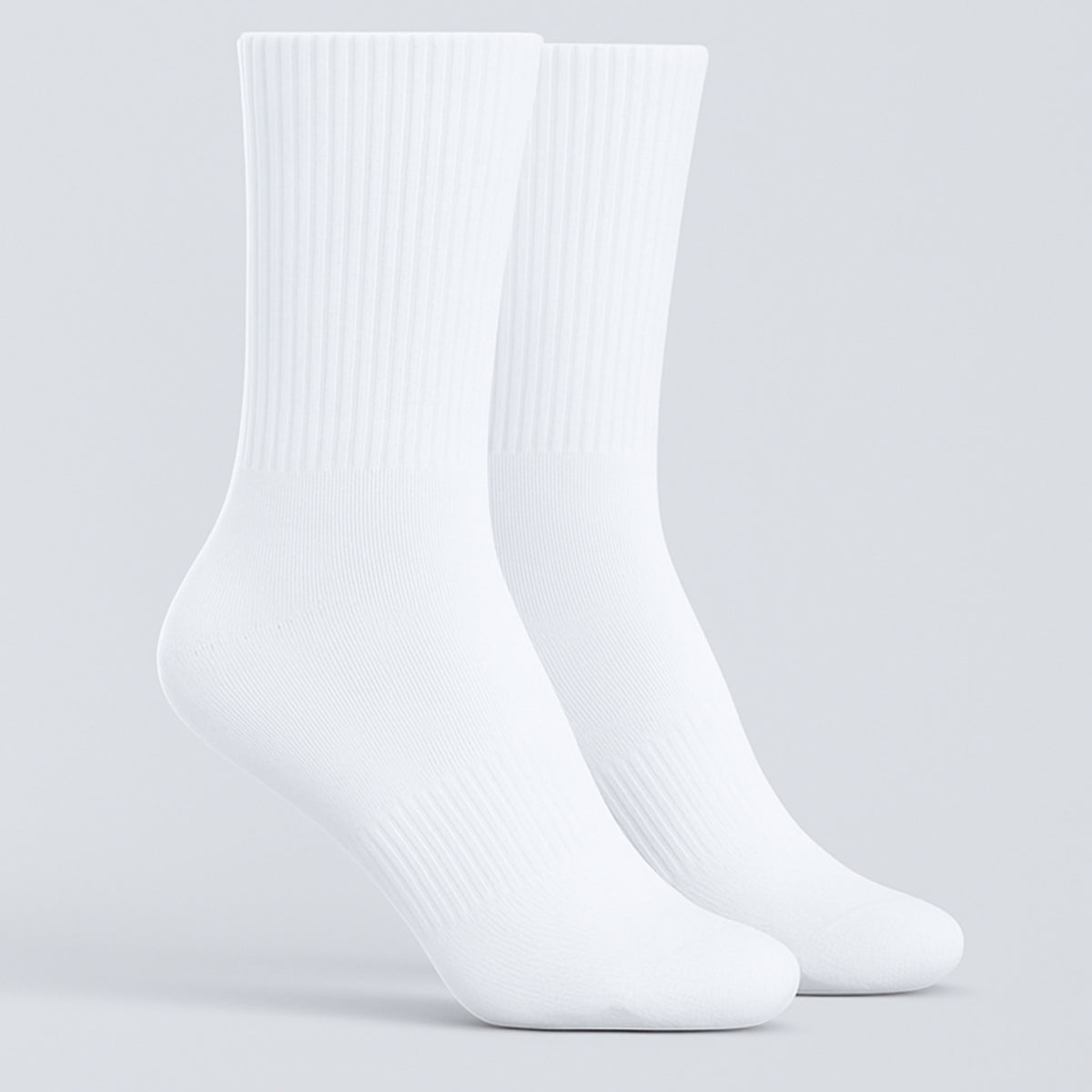 Weiße Socken, flach ausgebreitet